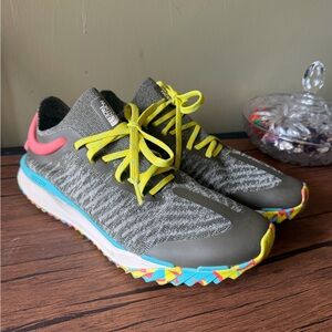 The North Face Gray and Neon Yellow Athletic Shoes